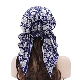 ZLYC Chemo Headwear Brim Visor damska chusta na głowę czapka z dzianiny, Wzór kwiatowy, błękit królewski, Rozmiar uniwersalny