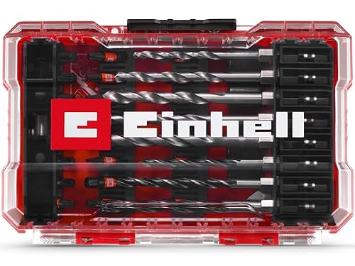 Oryginalny Einhell M-CASE 39-częściowy zestaw akcesoriów odpornych na uderzenia (bity 25 mm, wiertła do metalu, wiertła do drewna, wiertła do kamienia, uchwyt do bitów 60 mm, klucz nasadowy,
