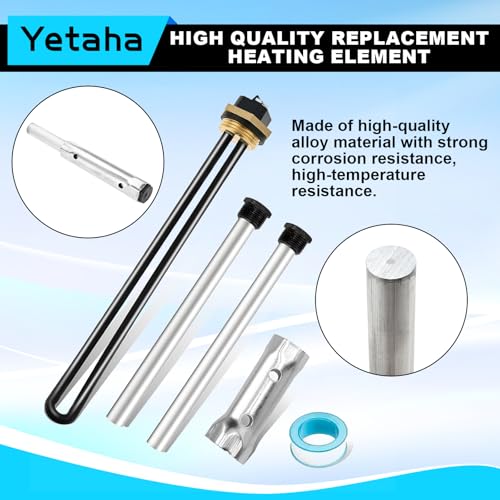 Image of Yetaha RV Water Heater Elements Include 2 Anode Rod 1 Electric Water Heater Element 1 Dual Hex Wrench and 1 Tape Replacement Kit, Heating Element Compatible with Suburban RV Water Heater