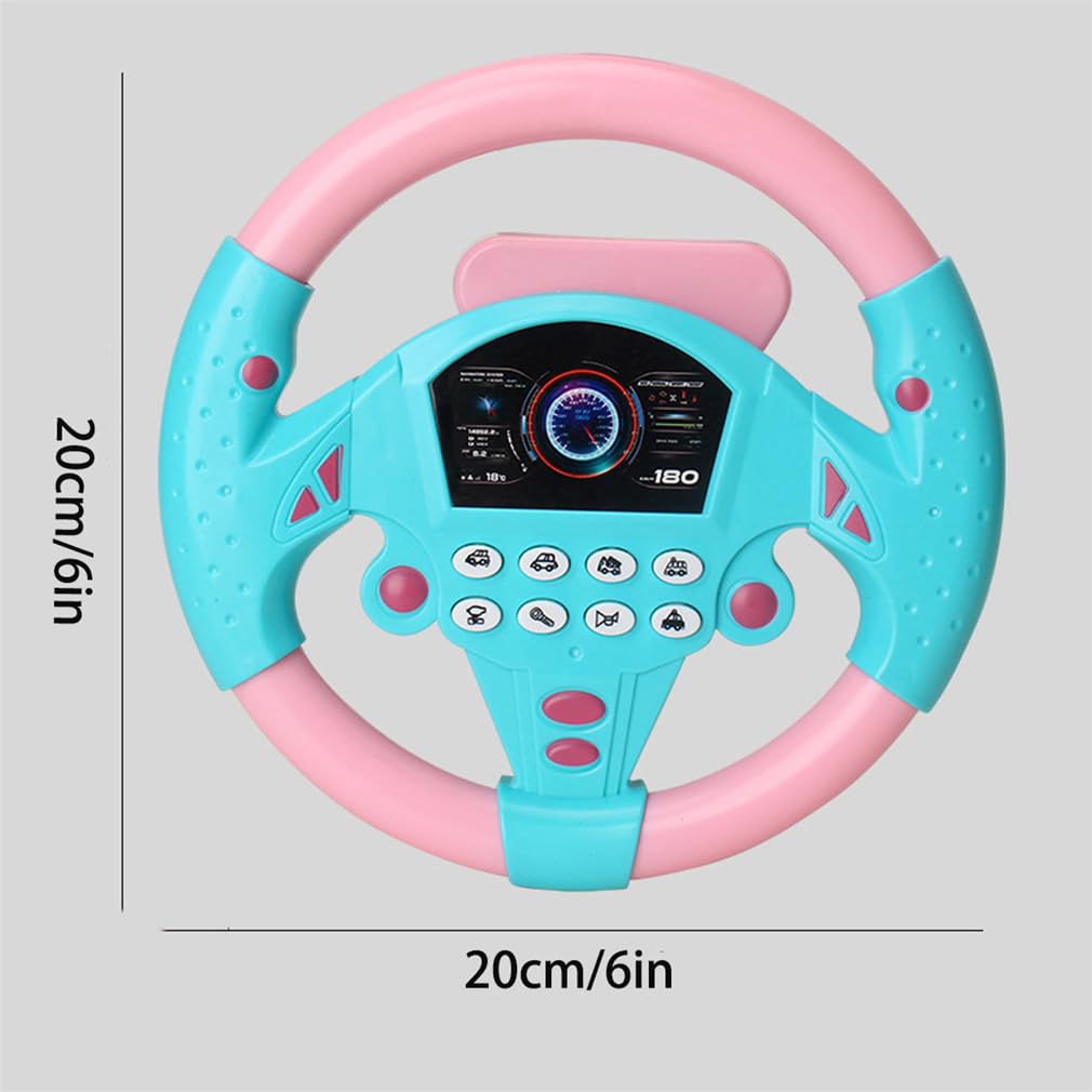 360° Rotating Musical Steering Wheel - Portable Car Back Seat Driving Simulation Toy, Fun Tunes & Realistic Driving Sounds, Travel Activity for On-Road Entertainment During Trips (Yellow)