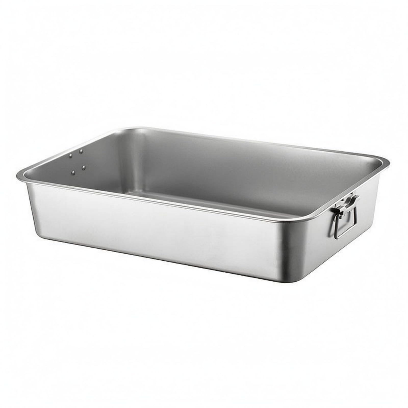 Vassoio Inox con Manici Laterali Finitura Argento Lucente Vassoio Rettangolare in Acciaio Inox Angoli Arrotondati, Vassoio Quadrato Con Maniglia 304, 70x50x4.8cm