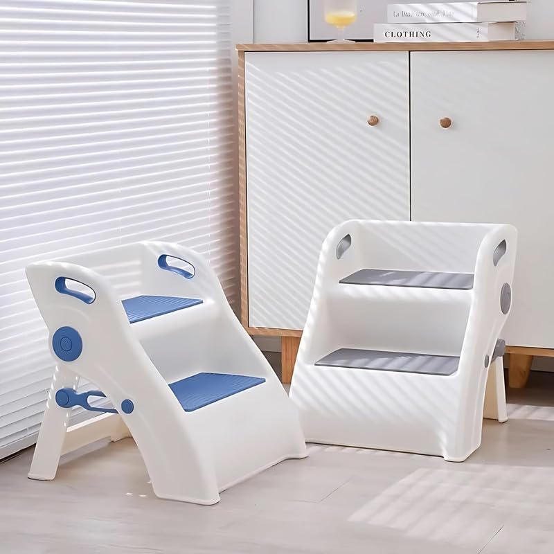 Image of Foldable Portable 2 Step Stool for Toddlers | Lightweight Non-Slip Kids Stool with Handle, for Kids | Toddler for Kitchen, Bedroom and Counter Sink (1 Pcs)