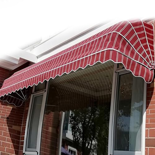Adjustable Height Clamp Awning for Balcony UV Resistant and Waterproof Manual Retractable Aluminum Alloy Outdoor Awning with Hand Crank No Drilling Required