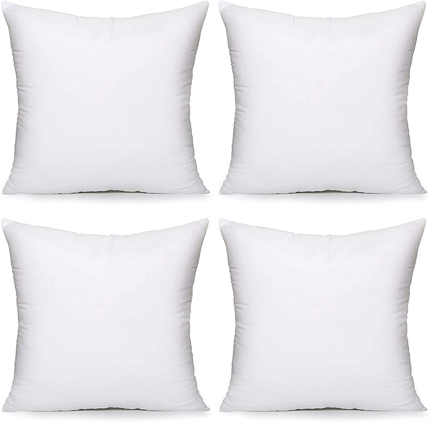 Threadhub White Cushion Inserts, 18" X 18" (Pack Of 4) Square Cushion Inner Pads Super Soft Polyester Filling Fluffy Plump Cushion Stuffer Decorative Hollowfibre Pillow Inserts Filler - 45Cm X 45Cm