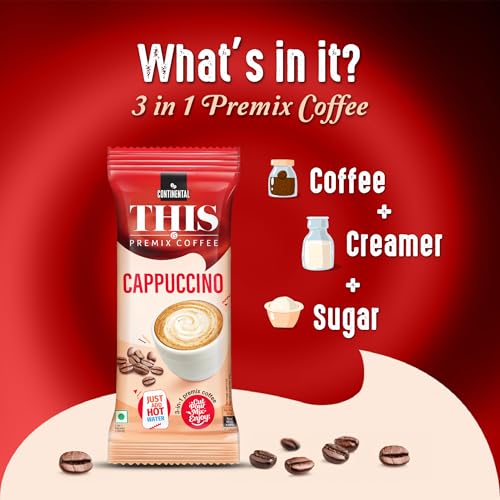 Image of Continental THIS Cappuccino Instant Coffee Powder | 110g (5 Sachets, 22g per each) | 3In1 Instant Premix Flavoured Coffe | Smooth Flavour and Rich Taste | Just Add Hot Water | Cafe Like Coffee