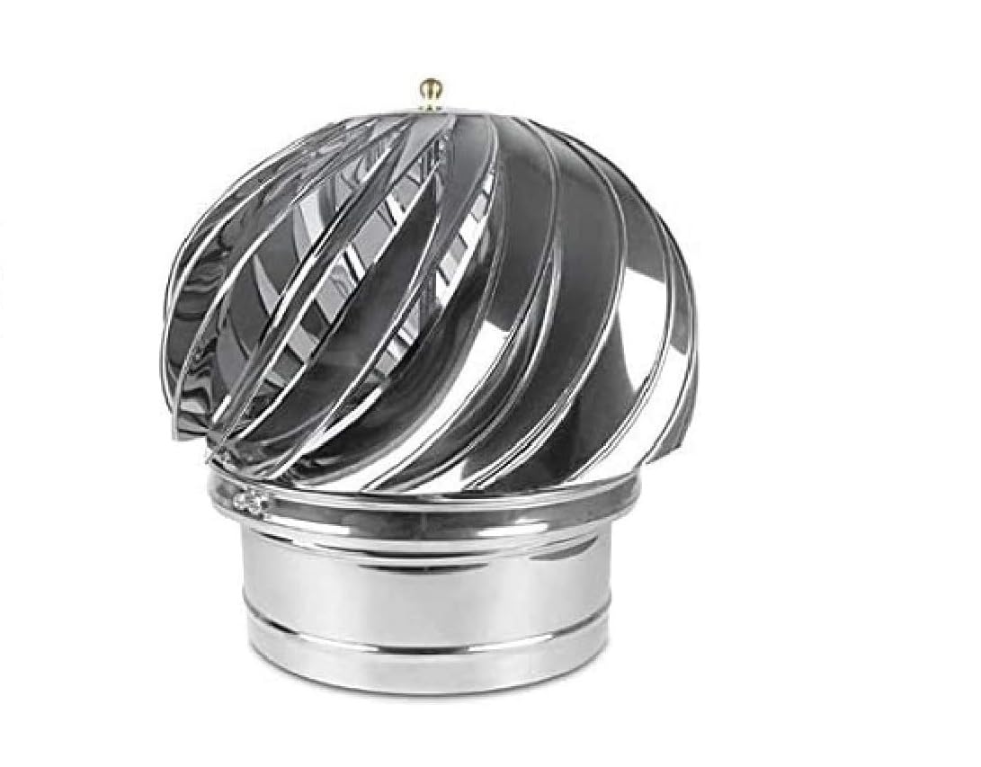 Kaminaufsatz Schornsteinaufsatz Edelstahl drehbarer Kugelaufsatz Lüftungsaufsatz Kaminhaube Schornsteinabdeckung Kaminlüfter (120 mm)