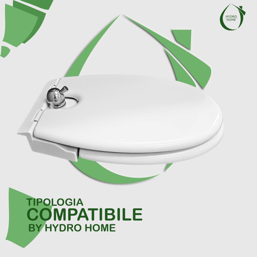 Asiento de inodoro y bidé universal ovalado, termoestable, blanco, con dispensador de agua caliente y fría, fabricado en Italia HYDRO HOME