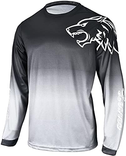 Wisdom Leaves Men Mountain Bike Jersey Long Sleeve Downhill mtb Shirts Quick Dry and Moisture-Wicking