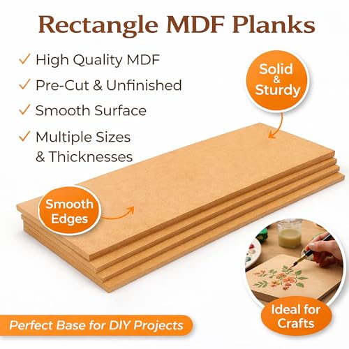Image of 16 x 24 Inch Rectangle MDF Boards for DIY Art & Craft Projects | 17 mm Thick | Pack of 2 Unfinished MDF Sheets | Cliths