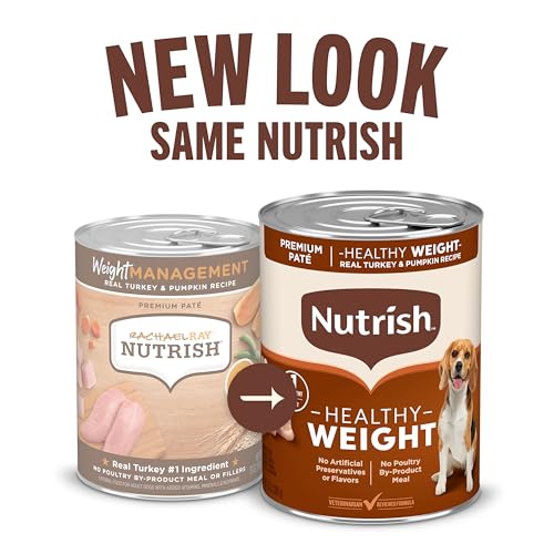Image of Nutrish Rachael Ray Weight Management Wet Dog Food Premium Pate Real Turkey & Pumpkin Recipe,13 oz. Can,(Pack of 24)