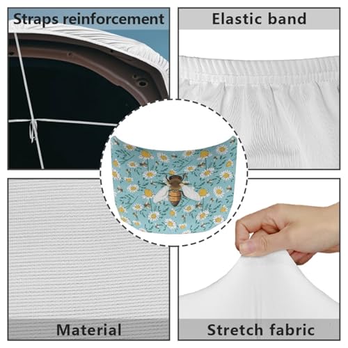 Image of Car Hood Cover Protector,Comfortable Breathable Print Polyester Hood Covers for Cars,Decoration Universal Car Accessories Bee Daisy