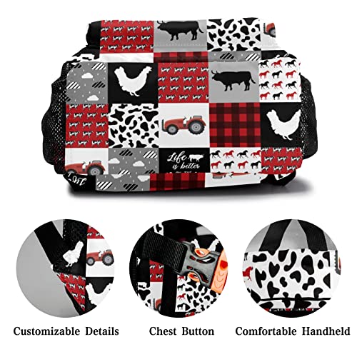 Farm Animals Cars Personalized Kids School Backpack Custom for Boys Girls Primary Daypack School Bookbag Travel Bag 5