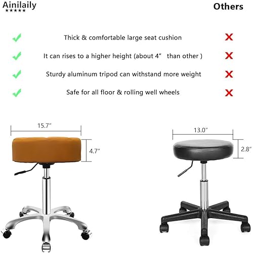 Vista 31 de Taburete ajustable con ruedas para el trabajo, médico, tatuaje, sala de belleza, silla hidráulica resistente con ruedas (negro)