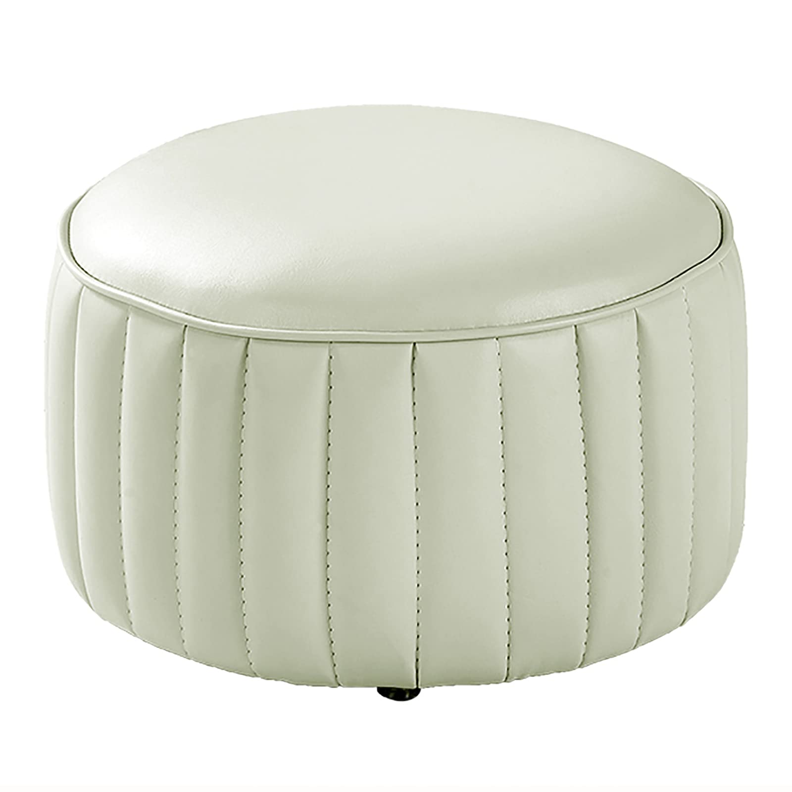 Repose-Pieds pour Salon et Chambre, Petit Accessoire Déco en Cuir Ivoire