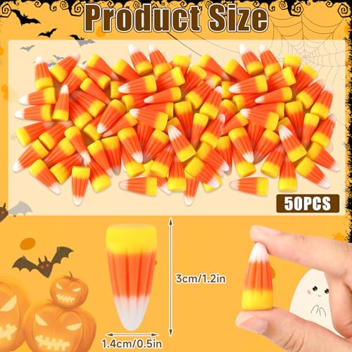 Image of JUNEBRUSHS 50 Pcs Fake Candy Corn Resin Halloween Table Decorations