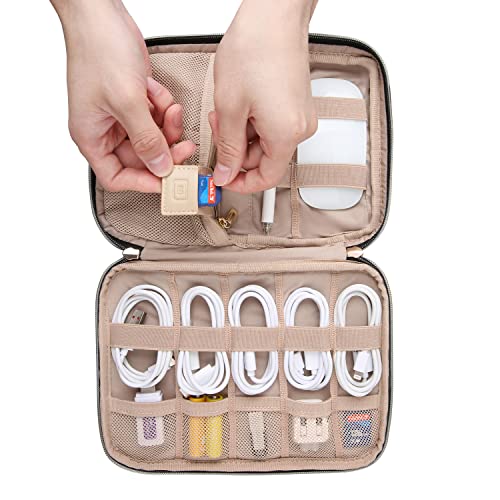 Image of BAGSMART Electronics Organizer Travel Case, Travel Cable Organizer Bag for Travel Essentials & Accessories for Women, Cord Organizer for Phone, SD Card, Grey
