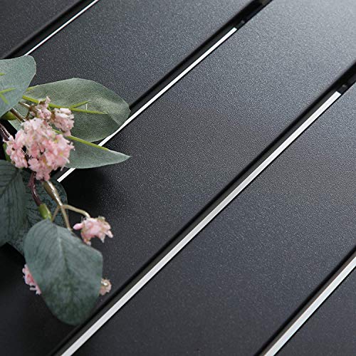 Phi Villa Indoor Outdoor Small Metal Square Side/End Table, Patio Coffee Bistro Table, Black #TOP4