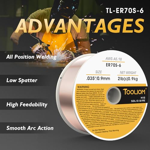 Image of TOOLIOM ER70S-6 0.035 inch Mild Steel MIG Welding Wire 2LB | High manganese & silicon for strong welds, minimal spatter, smooth feeding