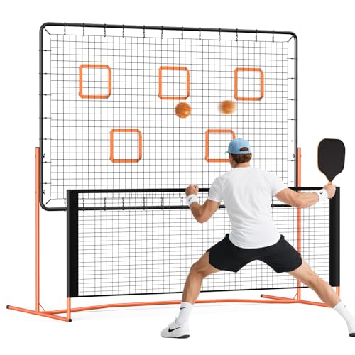 FAHKNS Pickleball Rebounder Training Equipment Pickleball Rebound Net for Single Player Practice Hitting Doubles Suitable for Garage Backyard Park Indoor and Outdoor (Orange 6 x 6 FT)