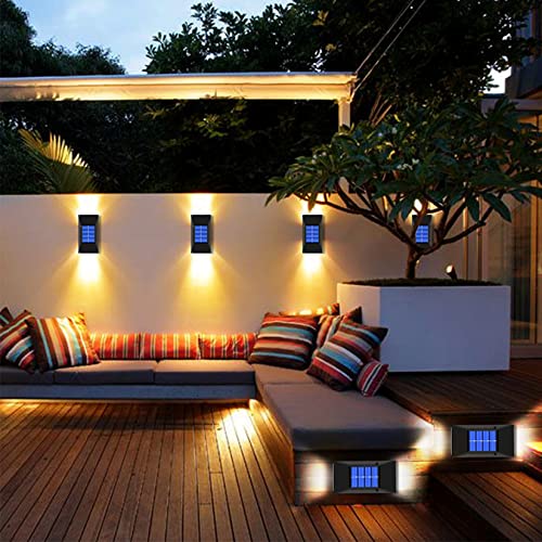 Solar Wall and Fence Post Lights - Decorative Waterproof LED Garden Lights for Outdoor, Deck, Front Door, Stairs, Yard - 4 Pack (Warm White)