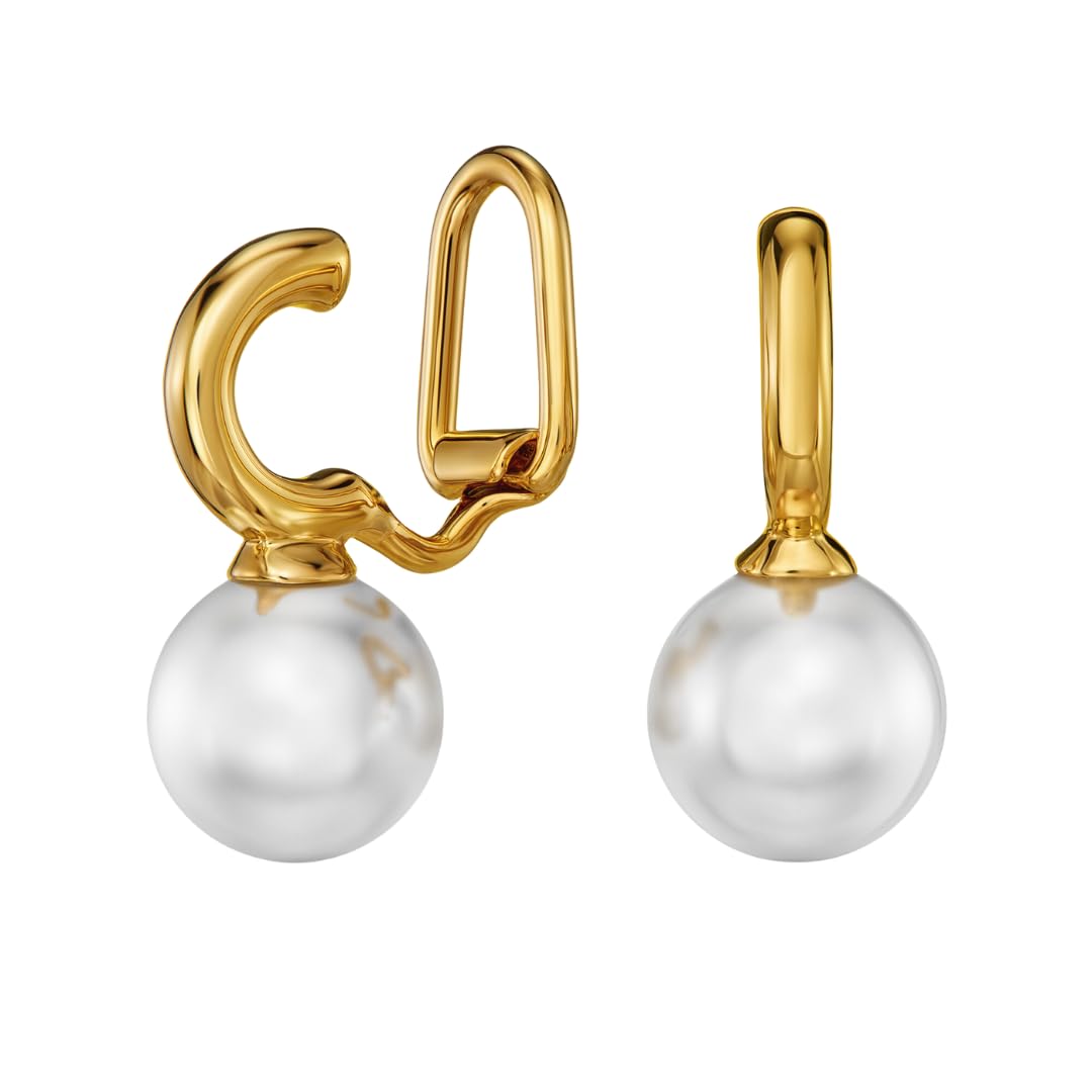 Traveller Ohrclip - Hänger - Damen - Goldfarben - Perle 10 mm - Weiß - 22kt vergoldet - 20 x 10 mm - 114299