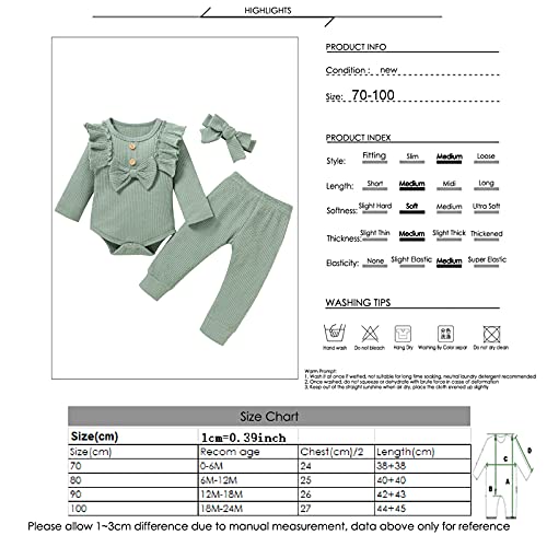 Baby Peuter Meisje Geribbelde Outfit Rufffed Strik Romper Broek Hoofdband - Image 7