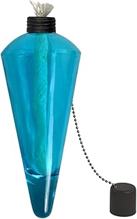 Westcharm 8" Replacement Garden Torch Glass Canister with Fiberglass Wick and Metal Snuffer ONLY - Blue