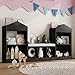 MHOM 68.9“ Kids Bookshelf with Reading Nook, Toy Storage Organizer with Seat Cushion and 7 Storage Cubbies, Wooden Kids Bookcase, Toy Organizers for Nursery, Playroom, Black