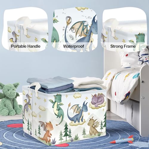 Image of Dinosaur Laundry Hamper Large Storage Basket Cartoon Dino Collapsible Parents Organizer Kids Toy Clothes Bins for Bedroom, Bathroom, Tree, 36L