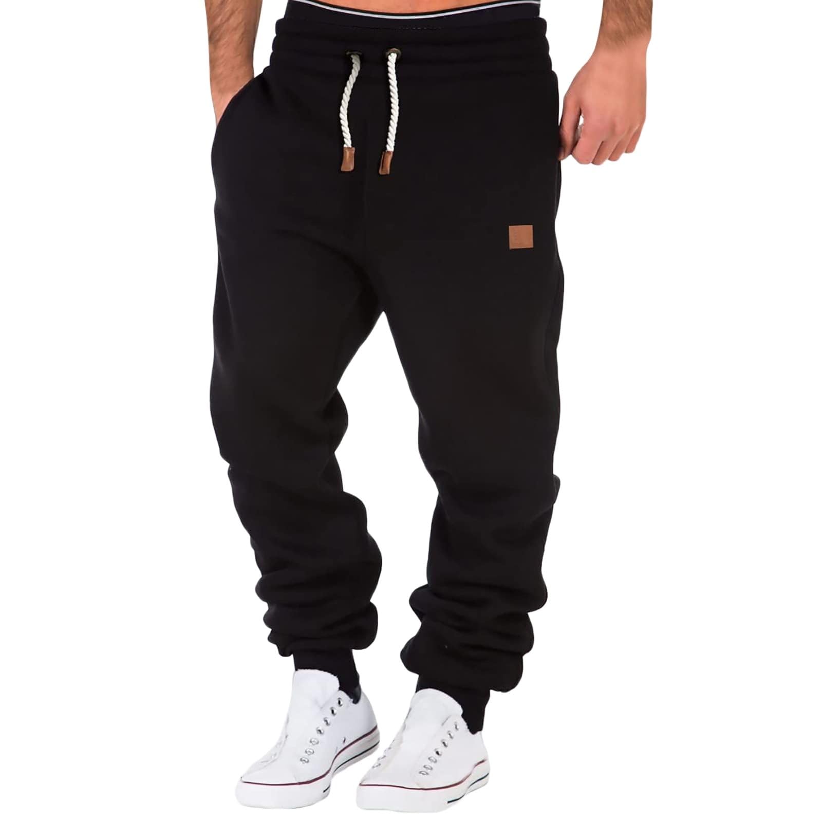 Mens Winter Workout Joggers Pants Running Gym Casual Elastic Waist Sweatpants Athletic Drawstring Pants
