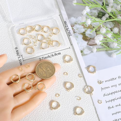 Beebeecraft 1 Box 20Pcs Real 18K Gold Plated Huggie Hoop Earring Hooks Round French Hook Earring Wires with Loop and Jump Rings Dangle Leverback Earring Findings for Jewelry Making Supplies DIY Crafts - Image 3