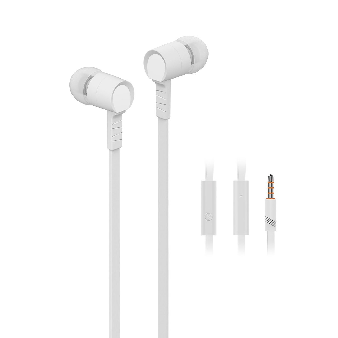 Heavy Bass 3.5mm In Ear Wired Hands Free Earphones with Built in Mic Microphone and Multi Function Button for Sony Aspen - White