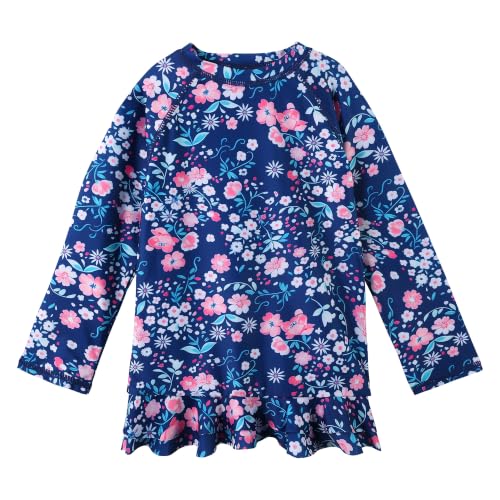Image of XFGIRLS Girls 2-Piece Swimsuit Long Sleeve Rash Guard Set Toddler 6M-8Y | UPF 50+ blocks 98% UV, Quick-dry, Easy on /off, Bright colors stand out, Machine wash, Breathable, Beach, swim, water park