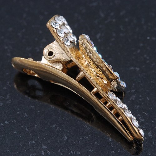 Miniatura 7 de 2 clips pequeños chapados en oro transparente y AB Crystal para el picoclips de Concord - 1.378 in de longitud