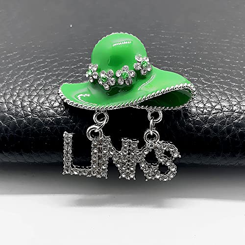 Image of Personality Green Enamel Metal Hat Pendant Hanging LINKS Rhinestone Jewelry Brooch The Links Incorporated Society