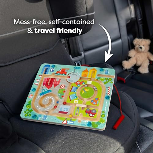 Image of HABA Town Maze Magnetic Busy Board & Travel Toy for Toddlers Ages 2 & Up | Magnetic maze travel activity for toddlers that builds fine motor skills, focus and screen-free learning on the go.