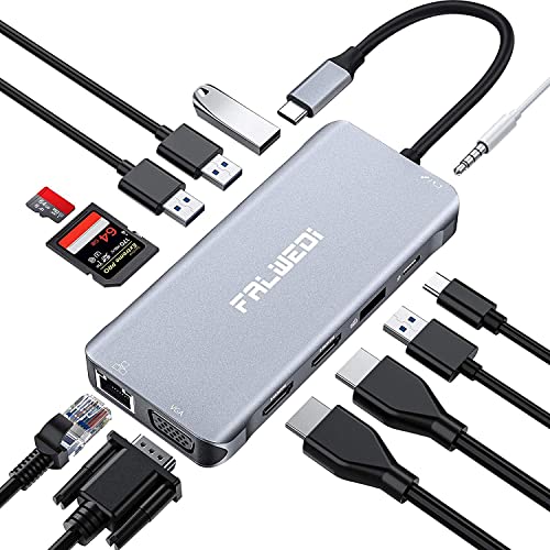 Up To 50% OFF Falwedi UC0214 Triple Display 12 in 1 USB C Hub with 2 HDMI & VGA, PD3.0, Ethernet, SD TF Card Reader, 4 USB Port, Mic/Audio, Type C Adapter Docking Station Compatible for MacBook Air Pro or More Hot Deals Falwedi UC0214 Triple Display 12 in 1 USB C Hub with 2 HDMI & VGA, PD3.0, Ethernet, SD TF Card Reader, 4 USB Port, Mic/Audio, Type C Adapter Docking Station Compatible for MacBook Air Pro or More