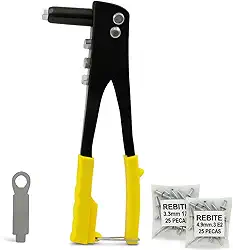 Rebitadeira Alicate Manual Profissional + 50 Rebites POP Com 4 Bicos Rebitador Rosca