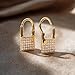 MEVECCO Lock Earrings Padlock Huggie Hoop Earrings 18K Gold Plated Dainty Micro Pave CZ Lock Dangle Charm Mini Lovers Padlock Earrings Minimalist Stacking Hoop Earrings