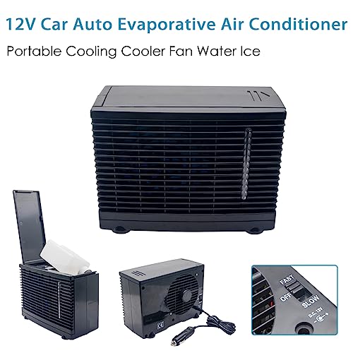 Image of 12V Car Air Conditioner Portable Car Cooling Fan That Blow Cold Air Universal for Vehicles Truck RV SUV Boat Golf, Car Dashboard AC Fans with Cigarette Lighter Plug in