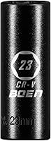 Vista 7 de BOEN 1/2" unidad de enchufe de impacto profundo, enchufe de impacto premium, enchufe de 24 mm, métrico, 6 puntas, acero Cr-V con marcaje láser