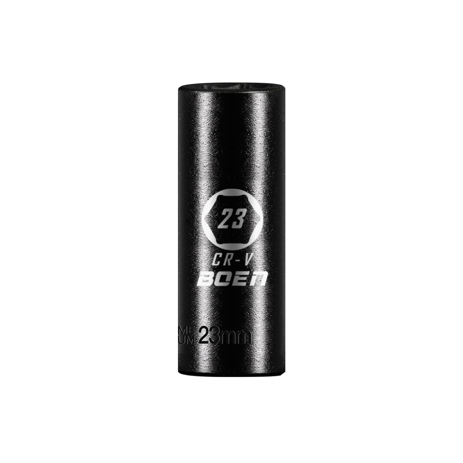 BOEN 1/2" Drive Deep Impact Sockets, Premium Impact Socket, 23mm Socket, Metric, 6 Point, Cr-V Steel with Laser Marking - Strong and Durable