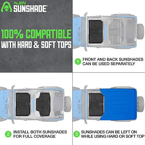 image for Alien Sunshade Jeep Wrangler JKU Black (2007-2018) Front & Rear Mesh S