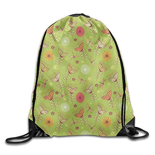 Etryrt Mochilas Bolsas de Gimnasia de Cuerdas  Country Bluebell Flower Motifs with Peony