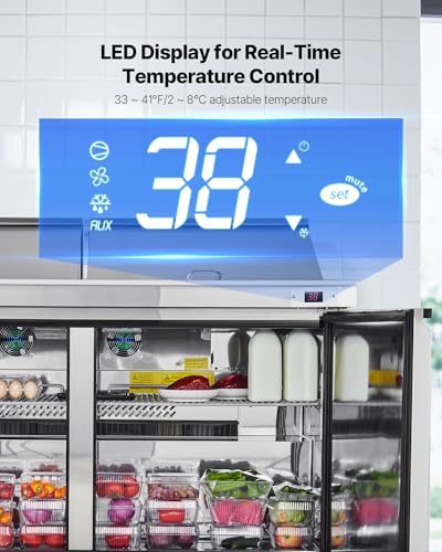 Image of VEVOR 60 inchW Commercial Refrigerator, 15.4 Cu. Ft Sandwich Prep Refrigerated Table, Mega Top Food Prep Fridge with 24 Pans and Cutting Board, Stainless Steel Salad Prep Cooler for Restaurant, Food Truck