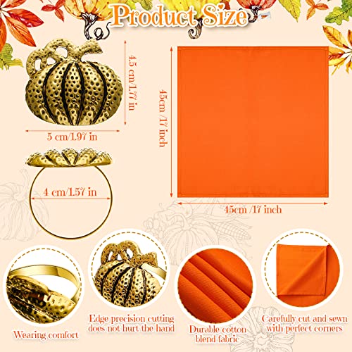 Mimorou 24 Piezas Servilletas y Anillos Calabaza miniatura 2