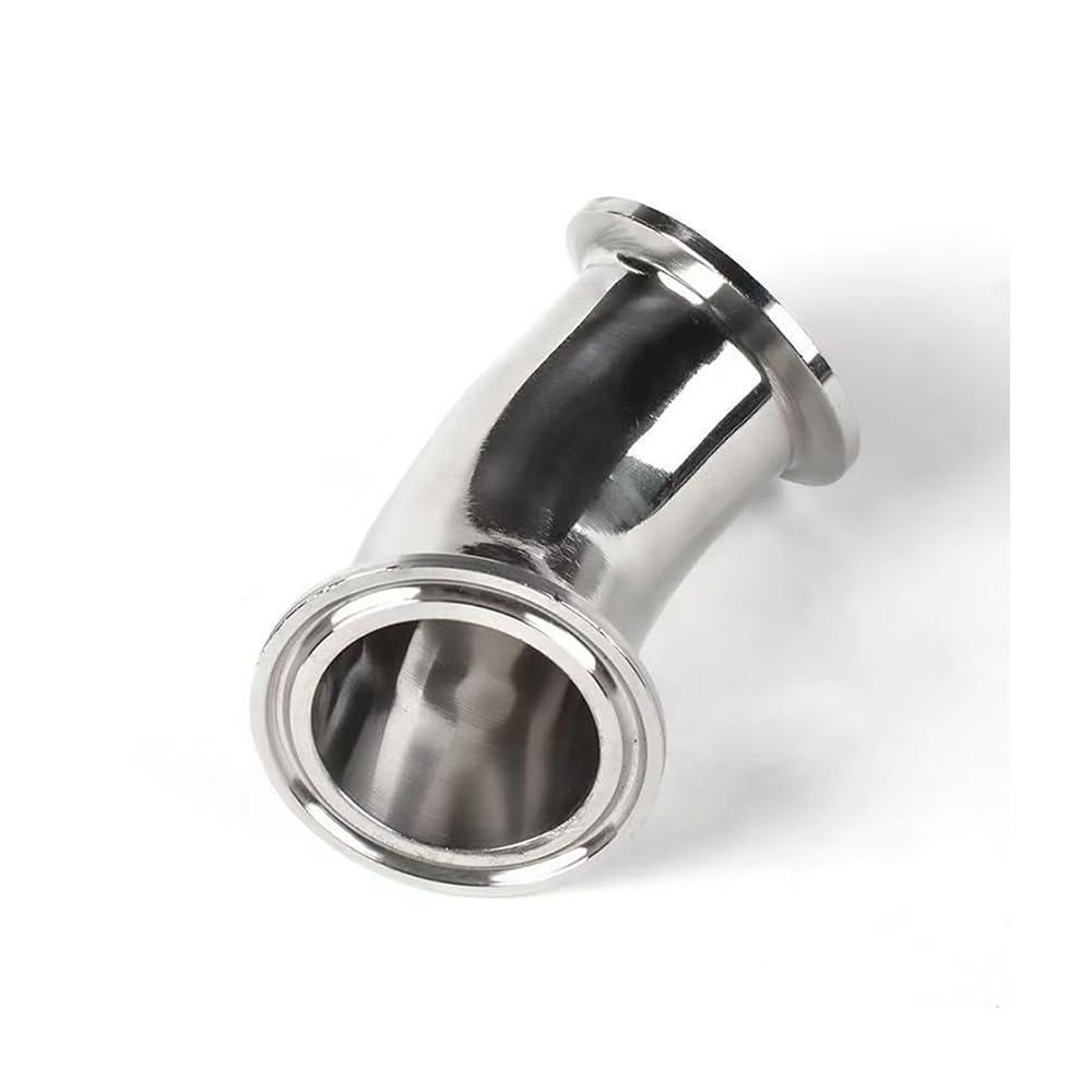 Codo 45° Tri Clamp SUS304 Acero Inoxidable Cervecería 1 Pieza | Superficie Pulida Lisa, Material Sanitario, Varios Diámetros, Conexión Hermética Sin Fugas(45mm x ferrule 64)