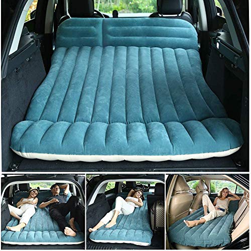 SUV Car Air Mattress, WEY&FLY Thickened and Lengthened Flocking Travel Mattress Camping Air Bed Dedicated Mobile Cushion Extended Outdoor Sleeping Blow Up Pad with 2 Piers for CAR MPV SUV