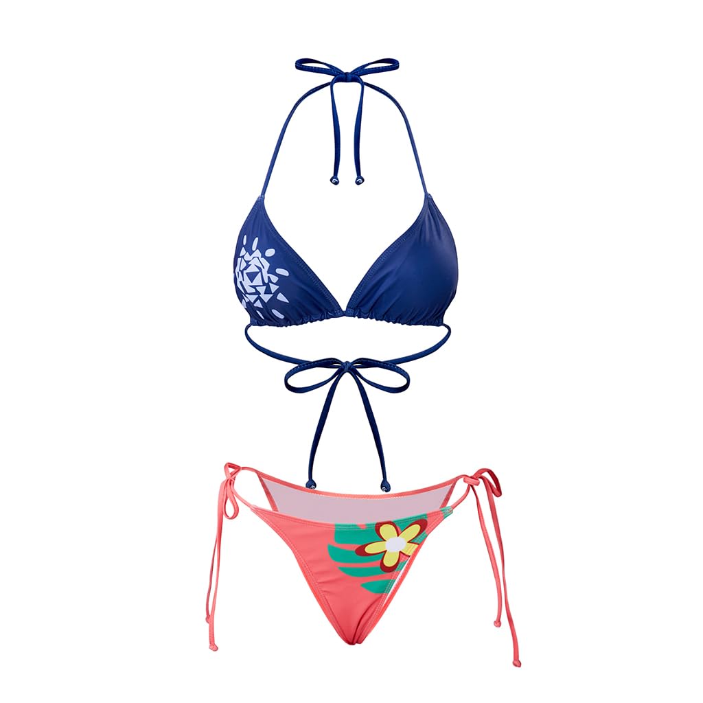 iSHOWcos Nico Robin Cosplay Bikini Women Sexy Triangle Bikini Halter Two Piece Set Swimsuit String Tie Side Bathing Suit