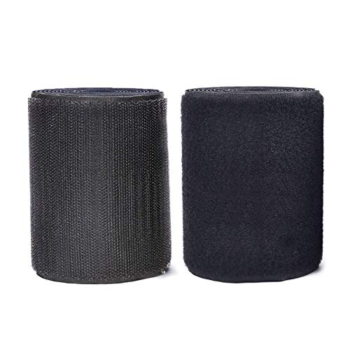 Arlent 4"Largeur 2 Yards Longueur Coudre sur Bandes Auto-agrippantes Style Nylon, Tissu Non adhésif au Dos Noir (10cm x 2M) Cover